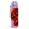 1PC Red Poppy Flower Bouquet Print 750ml Color Plastic Sports Water Bottle Leakproof Flip Straw Lid Suitable for Sports Office Home Use