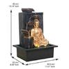 Polyresin Golden Brown Meditating Buddha Tabletop Indoor 4 Diya Steps Water Fountain for Home Decor with LED Light & Speed Controller Pump