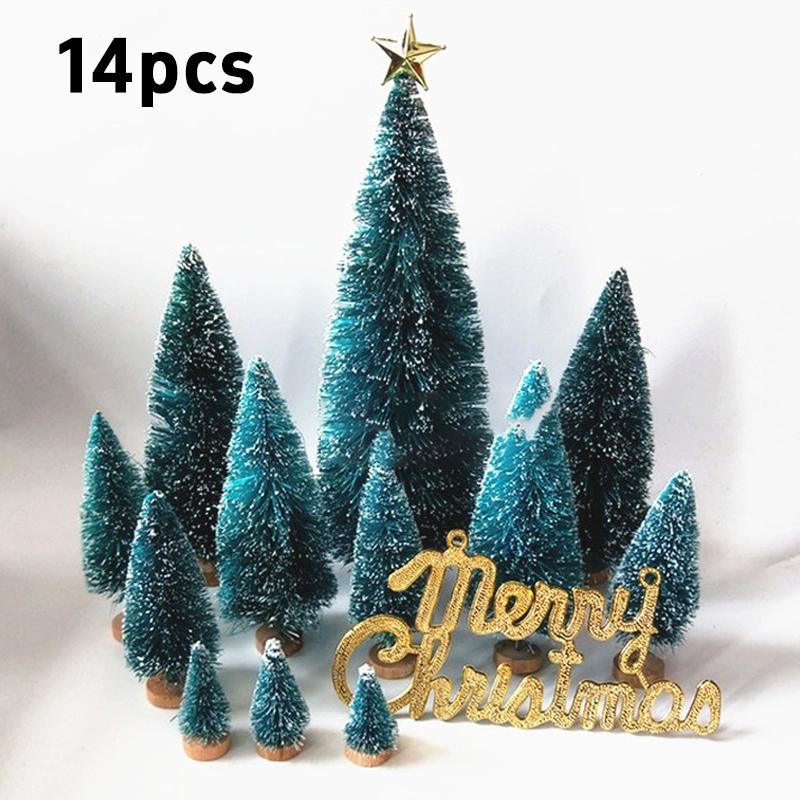 8/12pcs Mini Wooden Christmas Trees Artificial Christmas Tree For Xmas Tabletop Ornaments Christmas Decorations 2025 Navidad