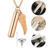 Pendant Necklace Swing-Open Stainless Design Pendant Necklace Steel Angel Wings Pet Hair Keepsakes