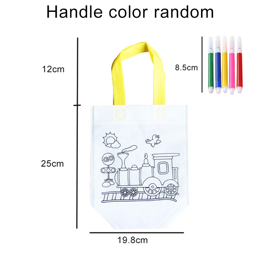 1PC DIY Graffiti Non-woven Bag with Coloring Marker Carnival Animal Art Party Goodie Bag for Kids Eco Reusable Mini Shopping Bag