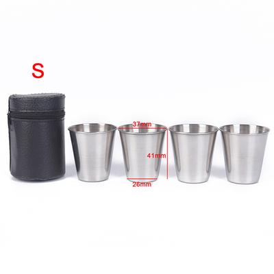 4Pcs Edelstahl Abdeckung Becher Camping Tasse Trinken Kaffee Tee Bier Mit Fall