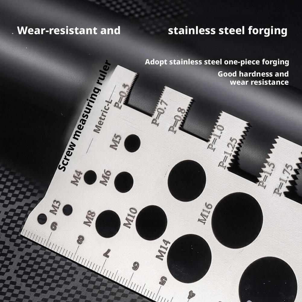 1Pcs Screw Thread Pitch Gauge Ruler Measuring Tool Bolt Nut Metric Stainless Steel Screw Measuring Ruler Measuring Gauging Tools