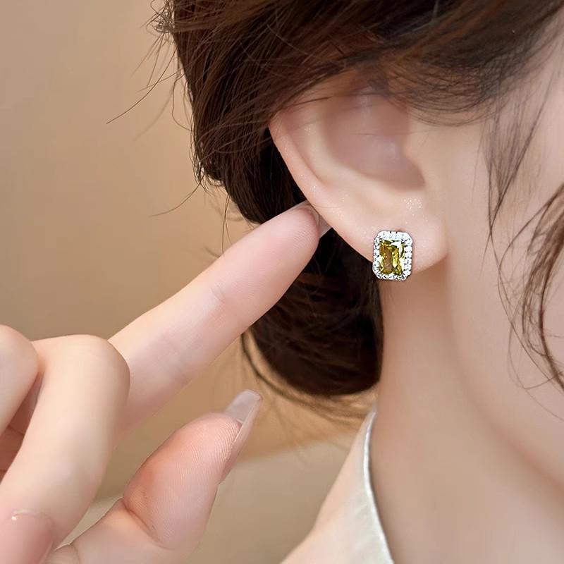 2024 Unique Square Zircon Stud Earrings for Women - 925 Sterling Silver