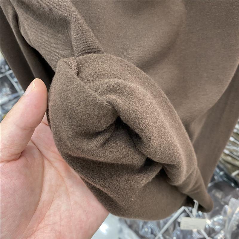 Autumn Half High Collar Slim Fit Plush Base Casual T-shirt Women Winter Long Sleeve Solid Velvet Women's T Shirt Elegant Retro Warm Lady Tee Top 25573