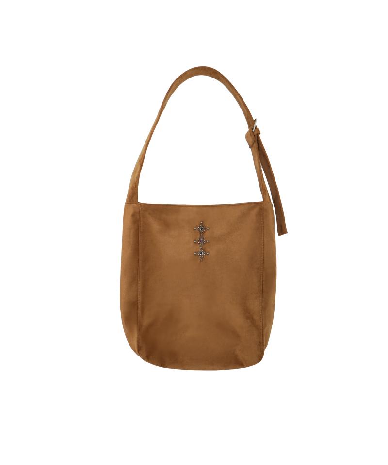 Kookeesee Suede Studded Shoulder Bag (Camel)