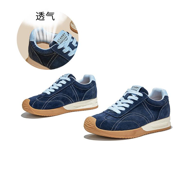 Leather German training shoes women's 2025 autumn new women's shoes commuting versatile flat-bottomed sports Forrest Gump shoes women's light women's