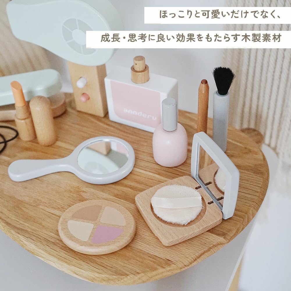 Wesfen Leker i tre, Pedagogiske leker, Late som-lek, Sminkesett, Leker for jenter, Alder 6, 7, 8, 9, Jenter, Gave, Kosmetikk, Kosmetikkveske inkludert, Enkelt