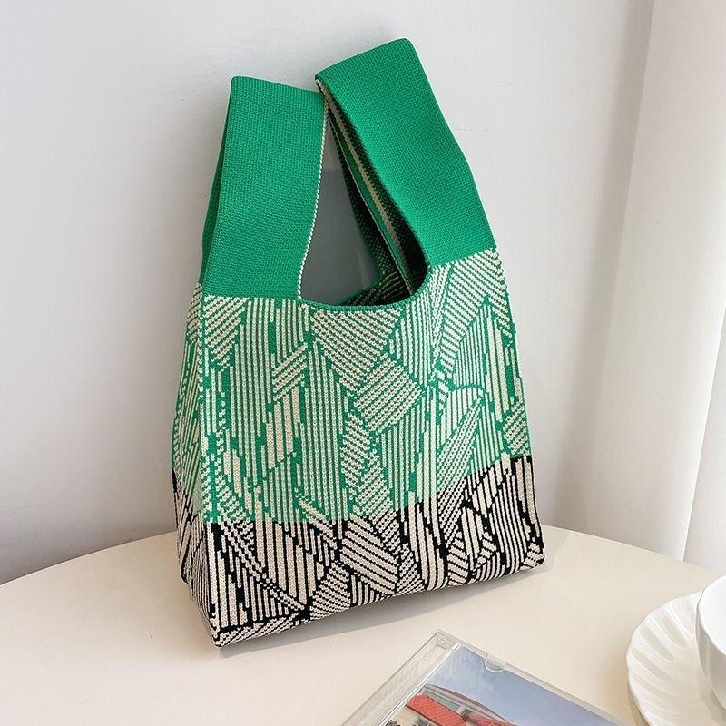 Square Rhombus Rhombus Stripe Geometric Knitted Gift Bag Handbag Handbag Handbag Tote Bag
