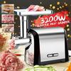 Elektrischer Fleischwolf aus Edelstahl mit 3200 W, robuster elektrischer Zerkleinerer, Fleischwolf, Slicer, Stuffer, Wursthersteller, elektrischer Fleischschneider
