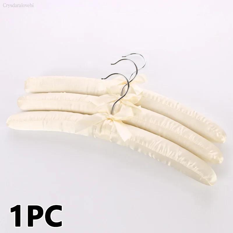 10PCS 38cm Satin Padded Hanger Silk Wrapped Clothes Hanger Hanging Silver Hook Sponge Hangers Clothes Shop Display Hangers