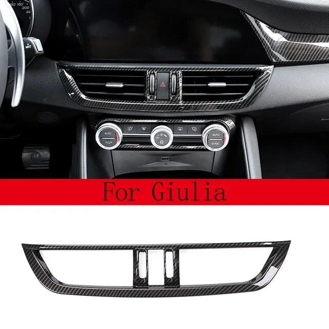 For Alfa Romeo Giulia Stelvio 2017 2018   ABS Carbon Fiber Car Interior Center Console Air Conditioning Vent Frame Trim