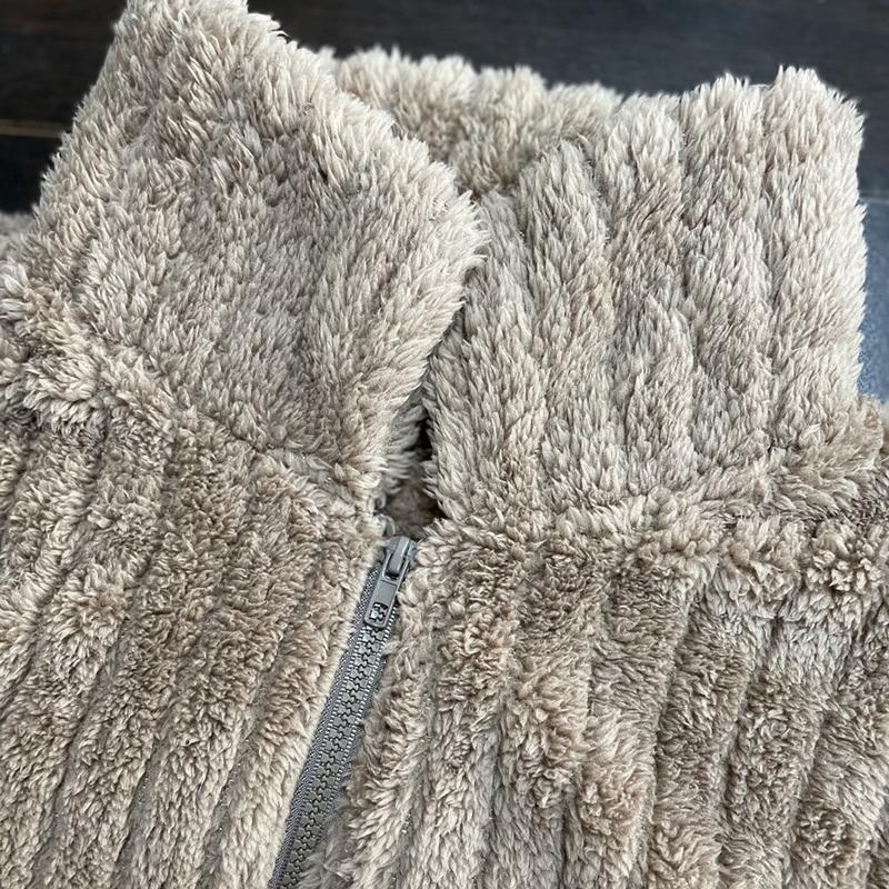 Women Fashion Winter Warm Comfortable Long Sleeve Lapel Fleece Plush Jacket Coat