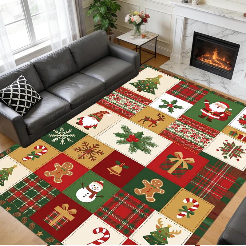 Christmas Printed Square Area Rug Soft Non Slip Floor Carpet For Bedroom Holiday Gift