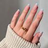 Hochwertige tragbare künstliche Nägel im Mandel-Nude-French-Stil – mittellange und lange Nagelspitzen
