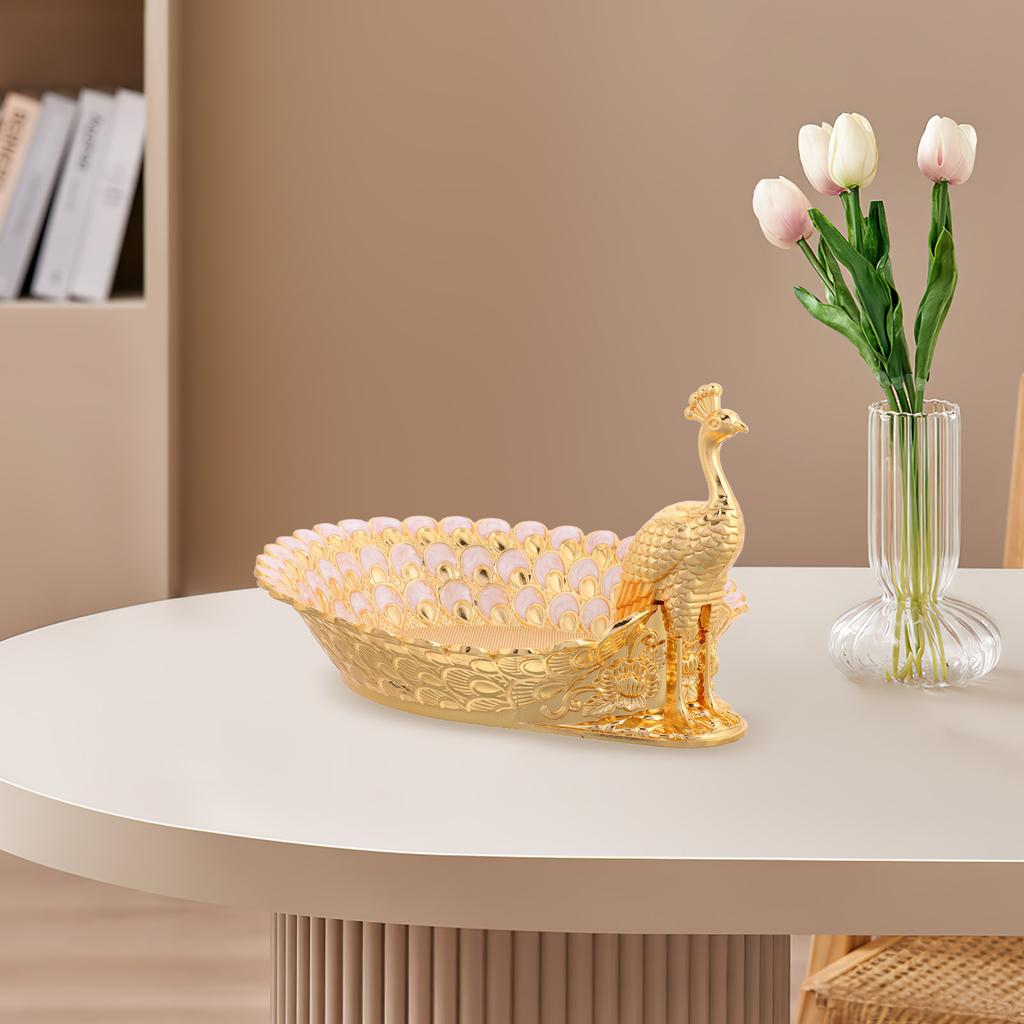 Peacock Theme Metal Tray Elegant Fruit Platter Party Use Delicate Storage Dessert Display Fruit Platter Tray Serving Trays