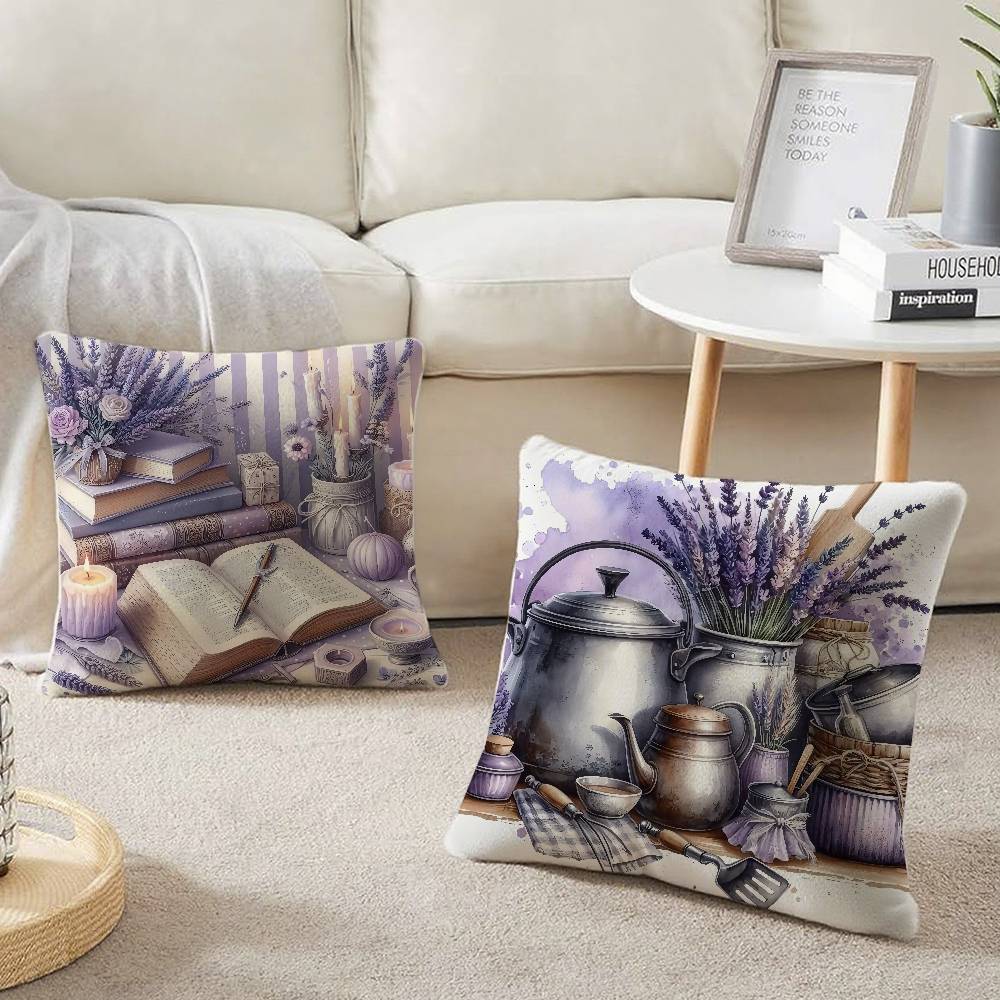 Kissenbezug mit Lavendel-Thema Heimdeko Überwurf für Sofa Bett Auto Raumdeko Geschenkidee