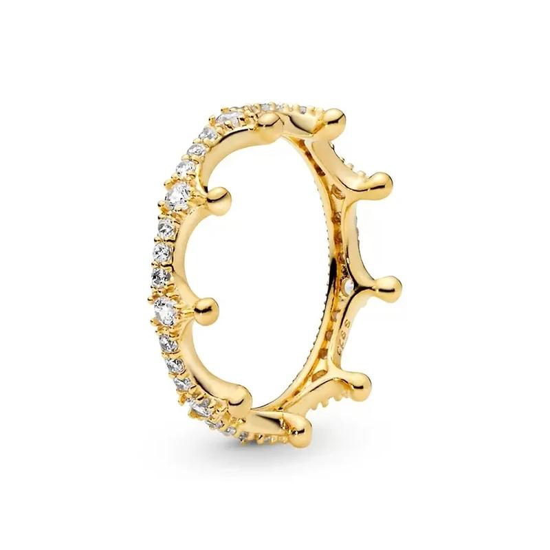 2025 Gold Plated Ring Zircon Sparkling Princess Wishbone Heart Women  Fine Jewelry