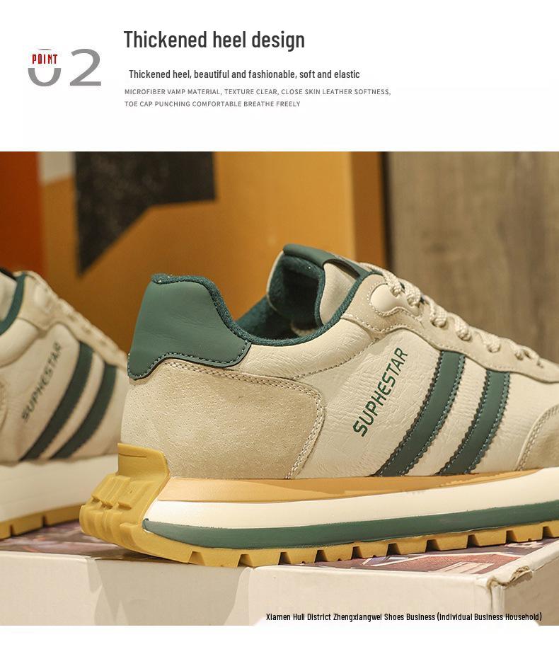 Putian Men's Thick-Soled Leather Sneakers - Trendy Autumn Running & Casual Shoes for Teens 