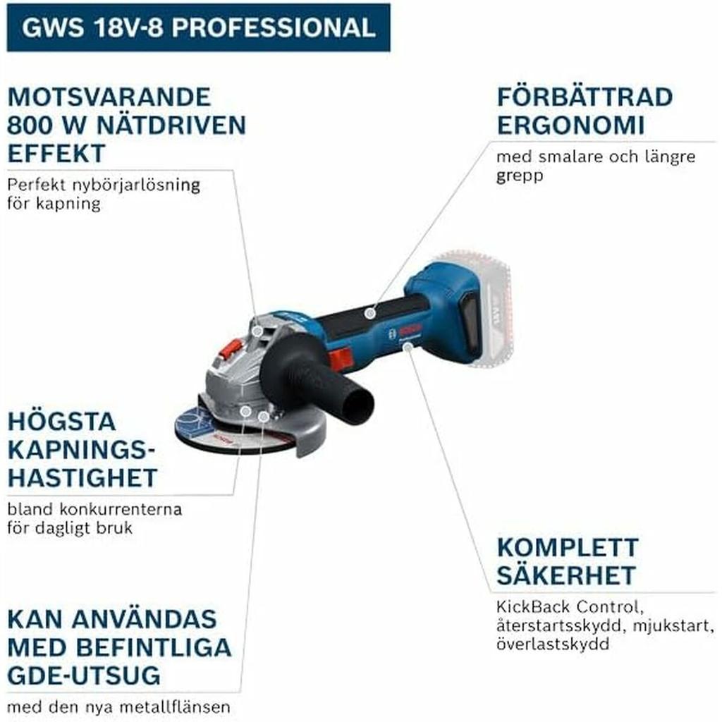 Bosch Winkelschleifer GWS 18V-8 125mm Blau