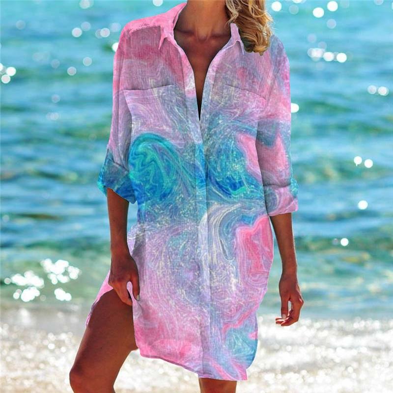 Women's Bikini Cover Up Shirt Swimwear Cardigan Printed Vacation Beach Sexy And Stylish Beachwear Ideal For Summer Pool And Beach Activities
