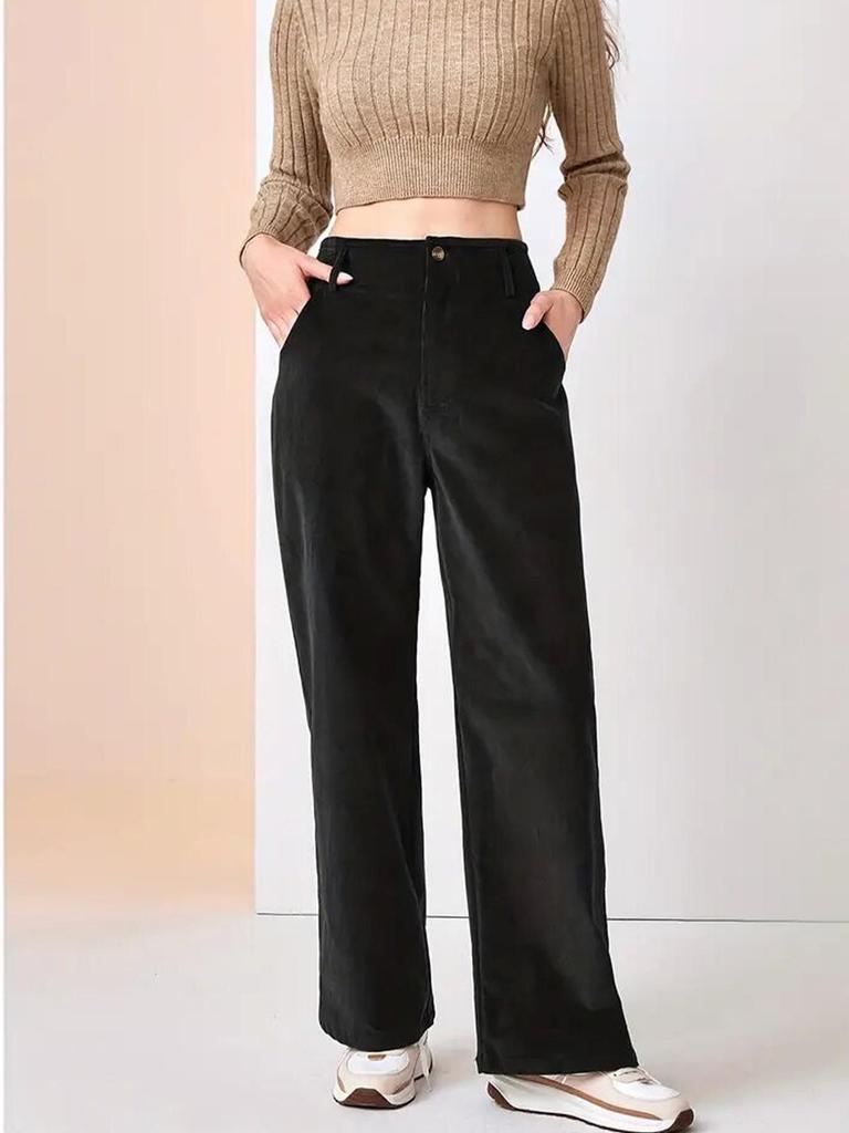 European & American Style High-Waist Slimming Drape Pants - Women's Casual Straight-Leg for Autumn/Winter 2024