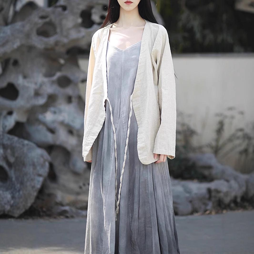 

Женское ретро хлопково-льняное пальто свободного кроя с принтом тай-дай One Size