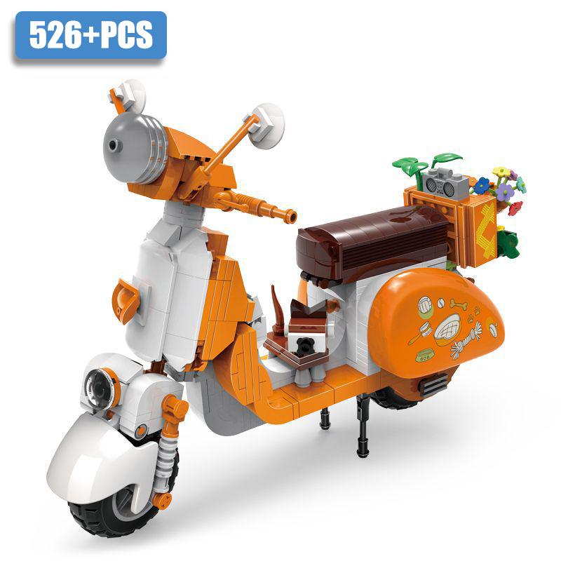 Kreativní MOC Římská dovolená Vespa Slavný motocykl Stavebnice Město Technické Mini závodní auto Kostky Hračky Dárek Pro Děti