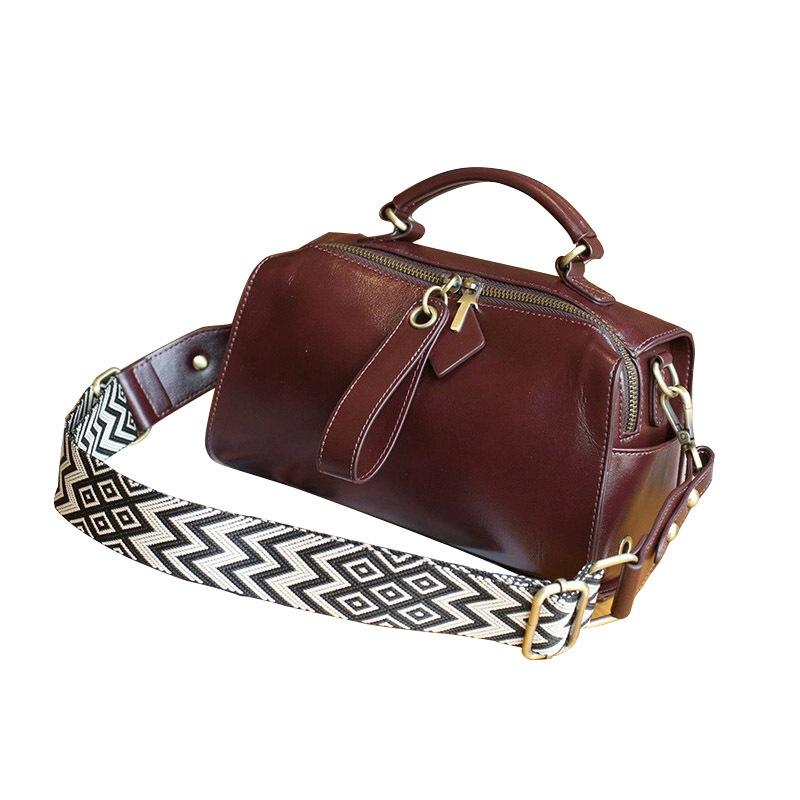 Genuine Leather Women's Bag New Fashionable Top Vegetable Tanned Cowhide Shoulder Bag Korean Style Versatile Hand Crossbody Bag