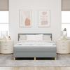 LED Box Spring Bed with Headboard Light Grey 140 x 200 cm Fabric