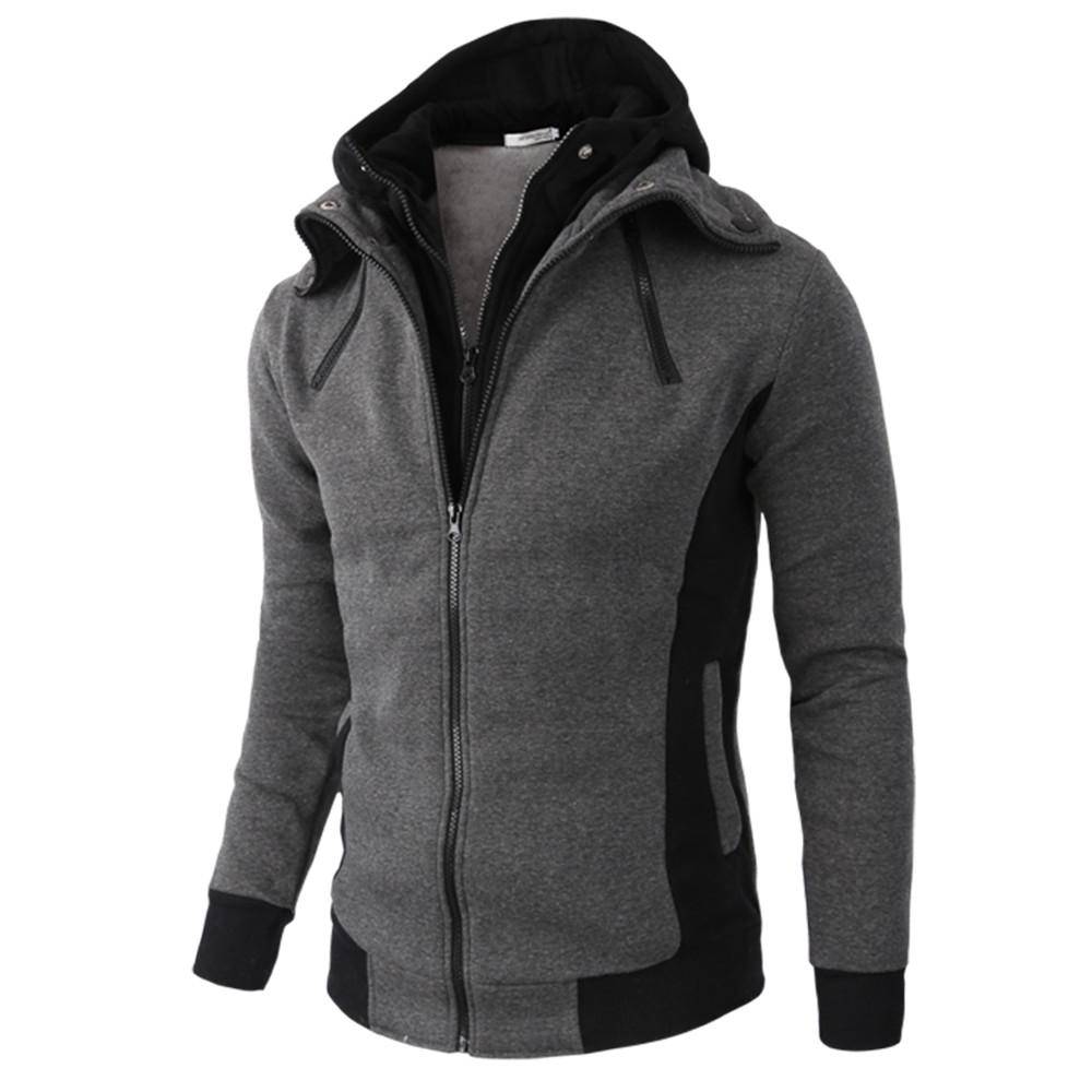 Men's Winter Warm Casual Zipper Long Sleeve Hooded Coat Top Blouse Jacket