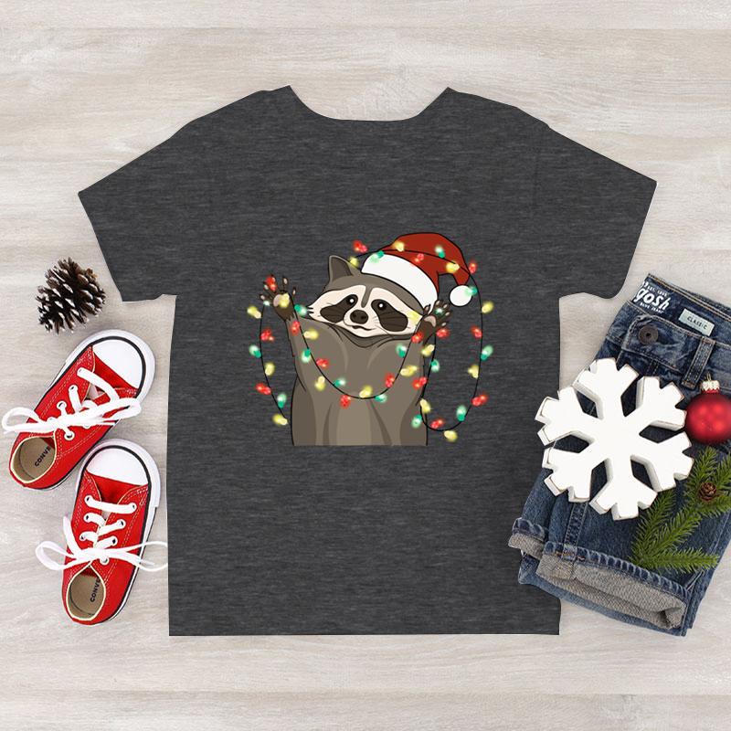 3D Print Cute Raccoon T Shirt for Kids Christmas Animal Pattern T-Shirts Fashion Raccoon Lover Short Sleeve Boy Girl Tops Tees