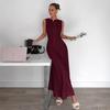 European and American Summer New Fashion Women's Clothing Sleeveless Pleated Elegant Long Dress Women
