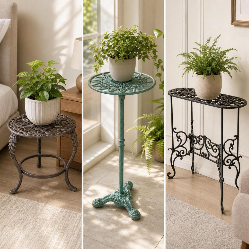 Iron Plant Stand Openwork Design Ornamental Potted Floor-Standing