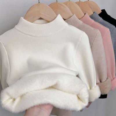 Winter Plus Velvet Sweater Girls Thicken Pullover Boys Padded Casual Jumper Autumn Kids Babys Warm Knitwear Children Clothes