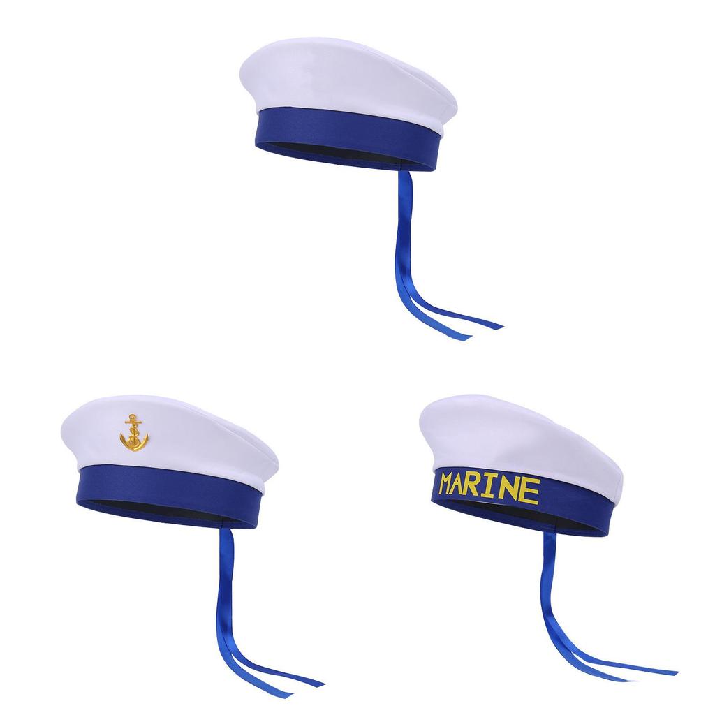 Sailor Hat For Men Women Summer Breathable Polyester Captain Party Stage Costume