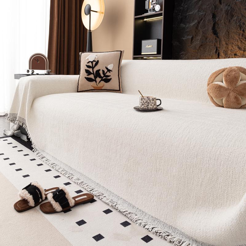 

1 шт. однотонное толстое полотенце для дивана, всесезонное универсальное, подходит для домашних животных, цельное покрывало-одеяло, противоскользящее и машинная стирка 180x230cm белый