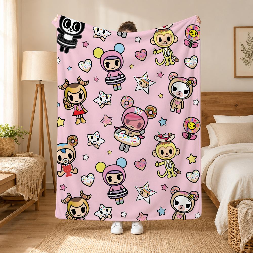 Tokidoki Fashion Throw 240g flannel blanket, suitable for sofas, beds, offices, exquisite gift blankets