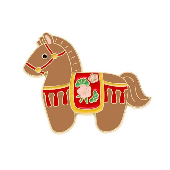 Brooch Pin 2026 Zodiac Horse Brooch Zinc Alloy Enamel Shirt Collars Scarves Badge Traditional Culture Jewelry