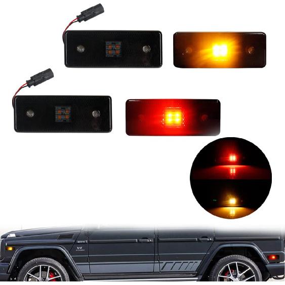 Smoked Lens LED Side Marker Light Kit Compatible with 2015-2018 Mercedes W463 G-Class G550 G63 G65 AMG, Replace Front/Back OEM Sidemarker Lamps…