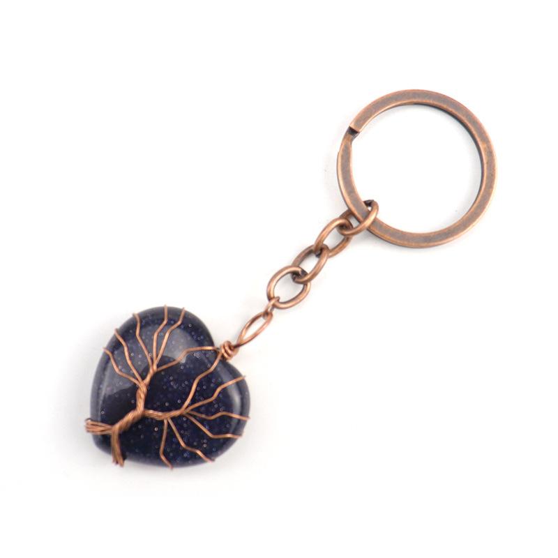 Portachiavi Ciondolo Borsa Portachiavi Albero della Vita a Forma di Cuore d'Amore in Pietra Naturale Cristallo K25