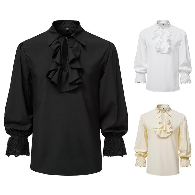 Men's Pirate Vampire Renaissance Victorian Steampunk Frilly Halloween Costume