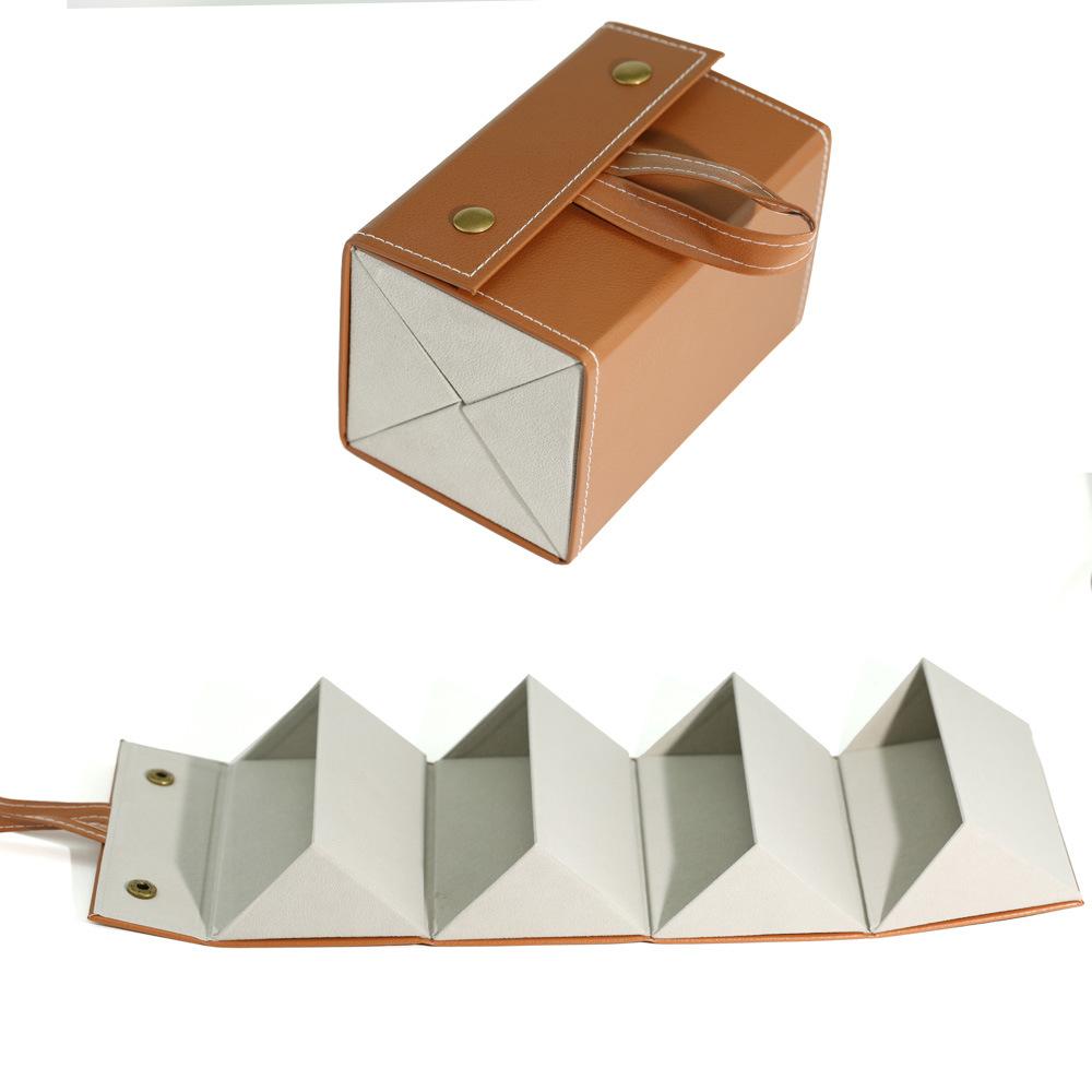

Leather Multi Grid Glasses Case Simple Sunglasses Storage Box Portable Large Capacity Multi Fold Glasses Case