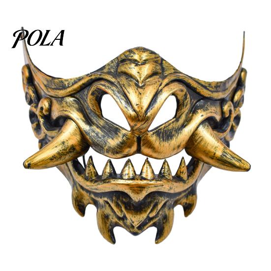 Comfortable Party Mask for Adults Japanese Hannya Red Half Mask, Wolf Teeth & Embossed Cloud Details, Breathable Lightweight Durable Cosplay