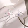New Creative Romance Pink Purple Zircon Cherry Blossoms Opening Rings for Women Stainless Steel Flower Finger Jewelry Accessory