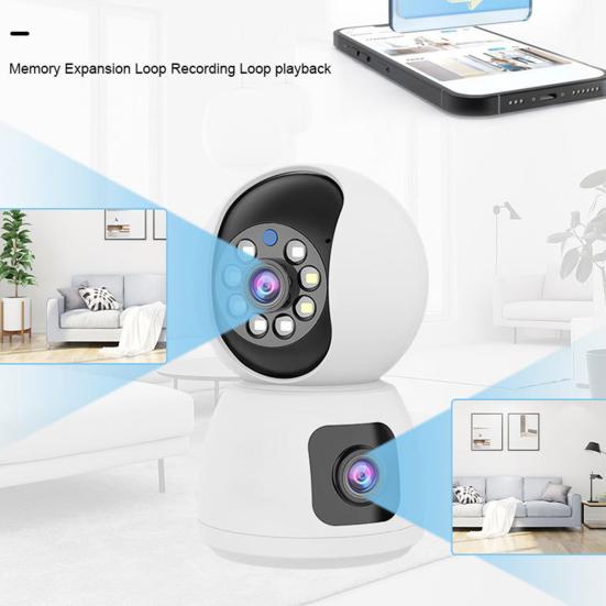 Security Surveillance Full Color Night Vision Dual Camera with 360-degree Rotation Voice