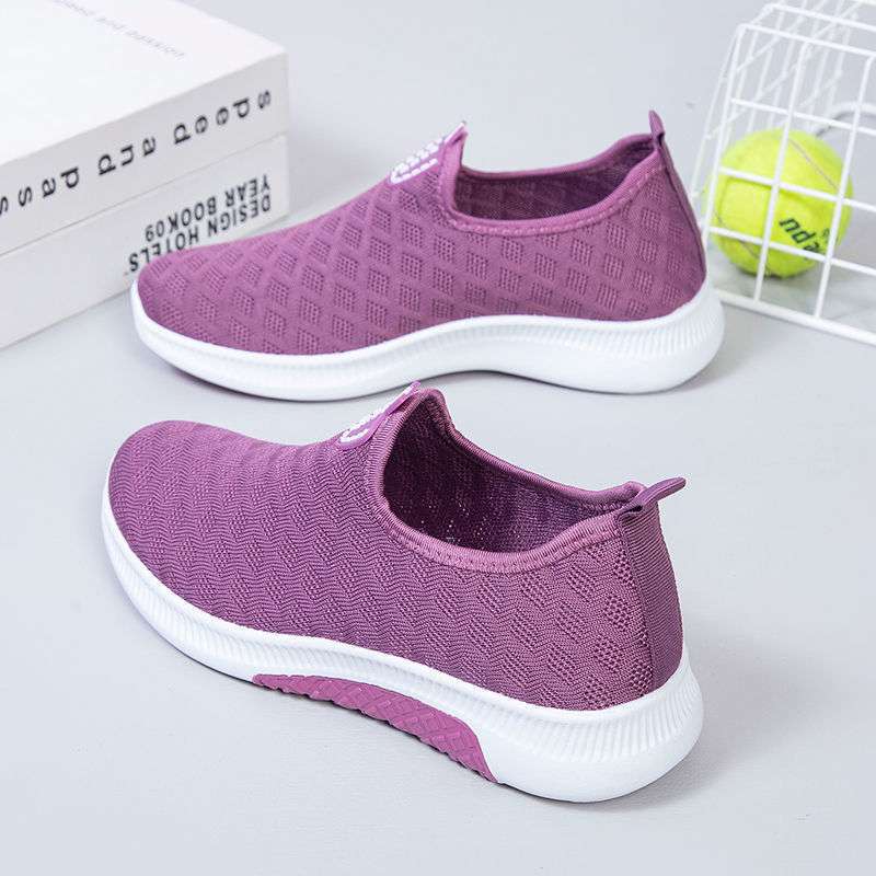 Summer Old North Cloth Shoes Women's Mesh Breathable Casual Shoes Soft Sole Non-slip Mesh Shoes Flat Sole One Pedal Mother Shoes