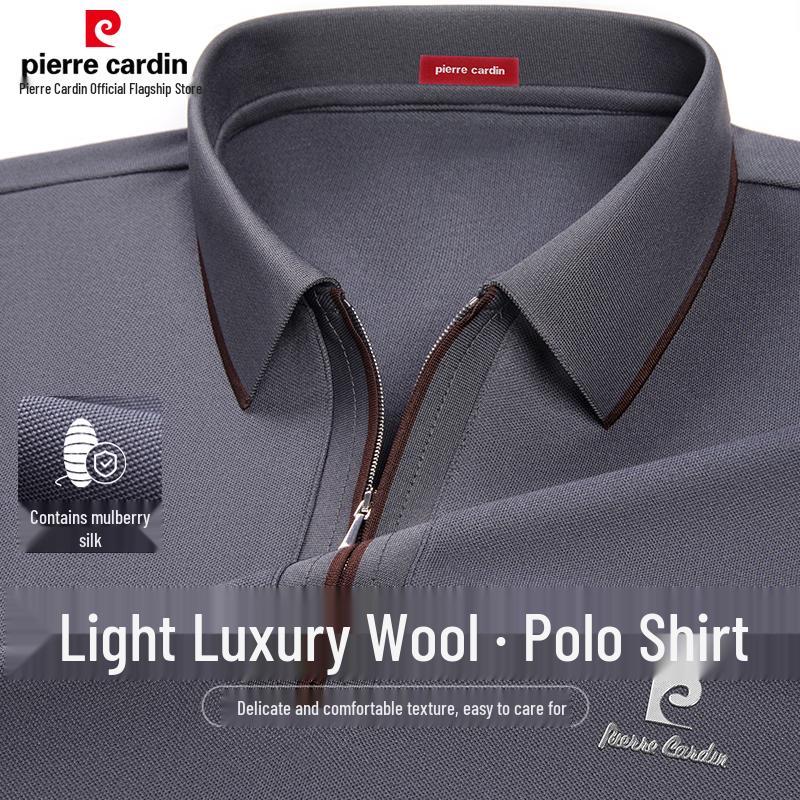 Pierre Cardin Men's Silk & Wool Blend Quarter-Zip Polo T-Shirt