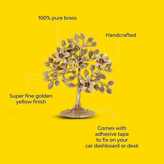 Pure Brass Kalpavriksha Tree Showpiece Tree of Life Home Decor Gift for Good Luck Vastu and Fengshui Best In Living Room Table Decoration