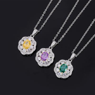 Jewelry High Carbon Diamond 6 * 8 Summer Temperament Women'S Light Luxury Flower Pendant Necklace